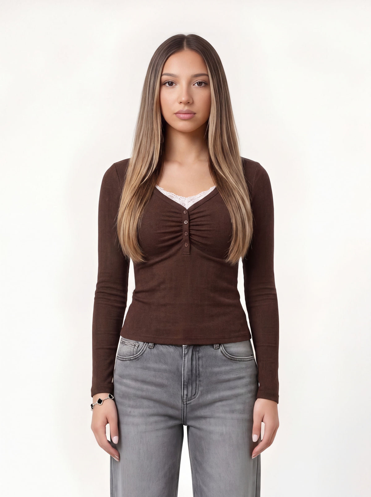 Ruched Henley Top