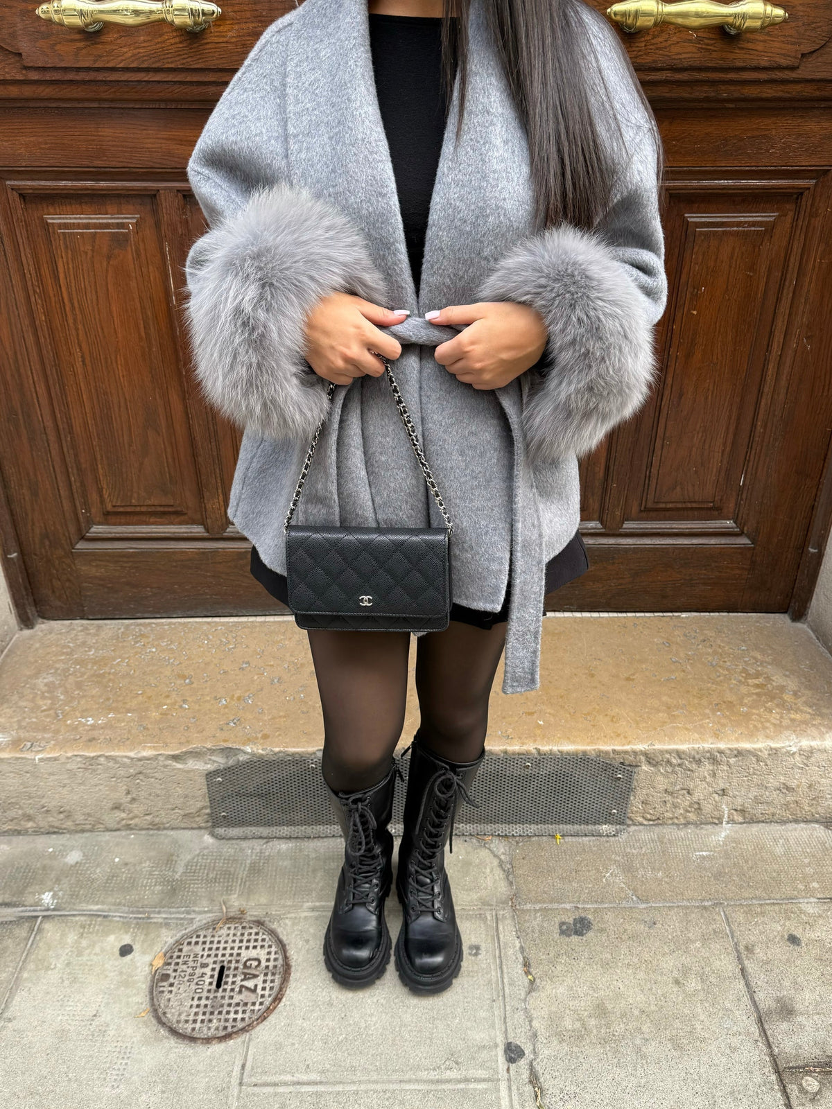 WOOL COAT WITH FUR